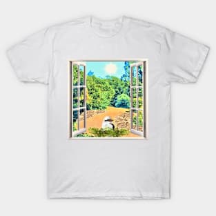 Garden View with a Kookaburra T-Shirt